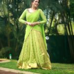 Bhavana Instagram - 🍏🌱 Outfit @sabarinathk_ Earrings @ezerjewellery Hair @femy_antony__ 📸 @pranavraaaj Makeup by Me 🤪 #Bhavana #BhavanMenon #Mrsjune6