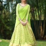 Bhavana Instagram - 🍏🌱 Outfit @sabarinathk_ Earrings @ezerjewellery Hair @femy_antony__ 📸 @pranavraaaj Makeup by Me 🤪 #Bhavana #BhavanMenon #Mrsjune6