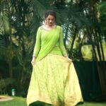 Bhavana Instagram - 🍏🌱 Outfit @sabarinathk_ Earrings @ezerjewellery Hair @femy_antony__ 📸 @pranavraaaj Makeup by Me 🤪 #Bhavana #BhavanMenon #Mrsjune6