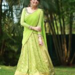 Bhavana Instagram - 🍏🌱 Outfit @sabarinathk_ Earrings @ezerjewellery Hair @femy_antony__ 📸 @pranavraaaj Makeup by Me 🤪 #Bhavana #BhavanMenon #Mrsjune6