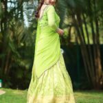 Bhavana Instagram - 🍏🌱 Outfit @sabarinathk_ Earrings @ezerjewellery Hair @femy_antony__ 📸 @pranavraaaj Makeup by Me 🤪 #Bhavana #BhavanMenon #Mrsjune6