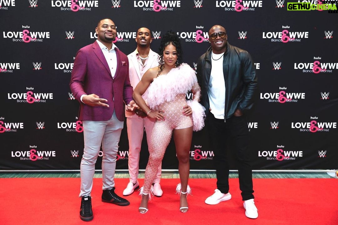 Bianca Crawford Instagram - Family. I wish I could post and thank every single person individually that came out to the Love & WWE Bianca & Montez Premiere! We are so blessed and thankful! Catch all episodes Feb 2nd on @hulu #LOVEandWWE