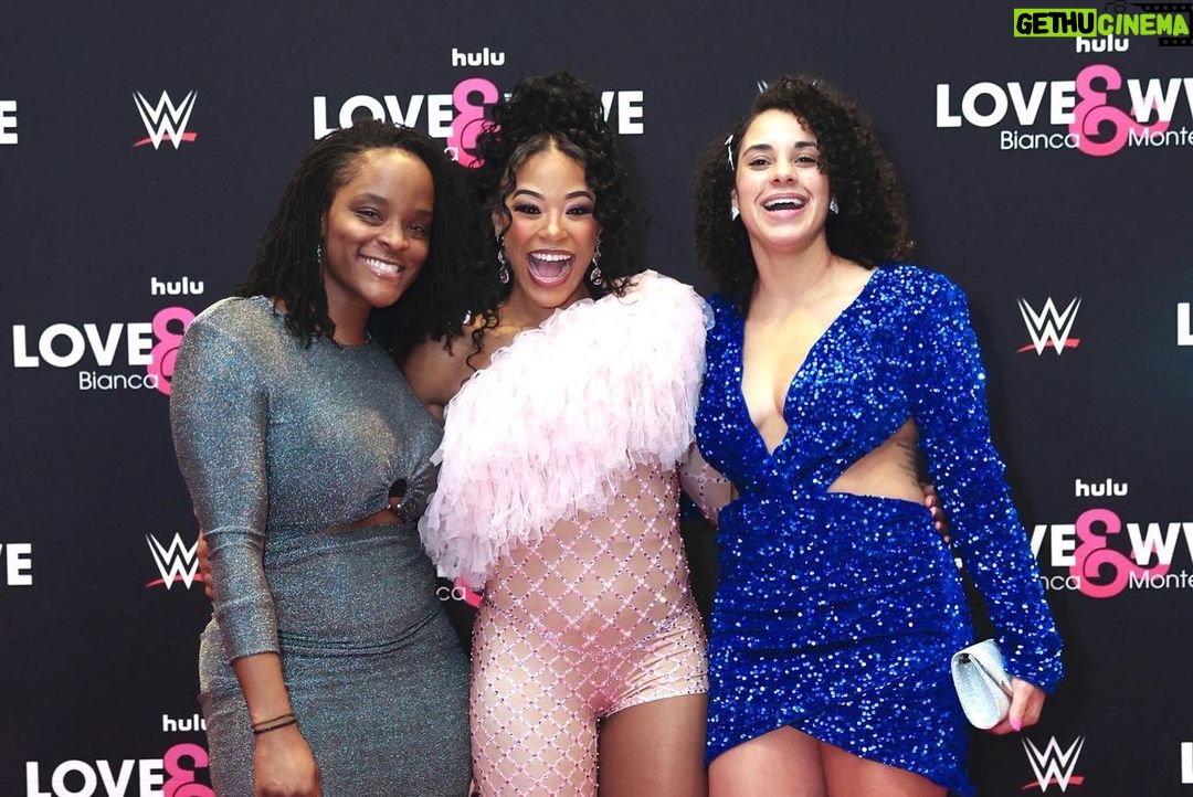 Bianca Crawford Instagram - Family. I wish I could post and thank every single person individually that came out to the Love & WWE Bianca & Montez Premiere! We are so blessed and thankful! Catch all episodes Feb 2nd on @hulu #LOVEandWWE