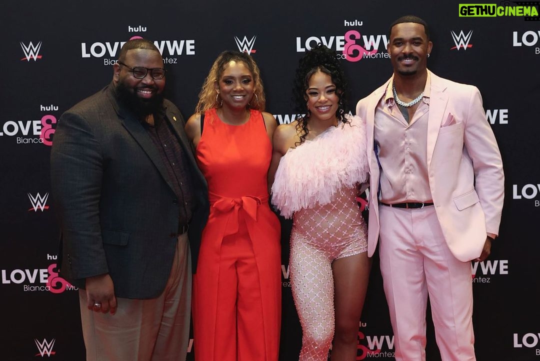 Bianca Crawford Instagram - Family. I wish I could post and thank every single person individually that came out to the Love & WWE Bianca & Montez Premiere! We are so blessed and thankful! Catch all episodes Feb 2nd on @hulu #LOVEandWWE