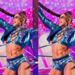 Bianca Crawford Instagram - Abs contoured with nothing but HARD WORK. … and genetics. We stay putting in werk over here! #ESTofWWE #wrESTleMania #Smackdown Gear: Made by ME