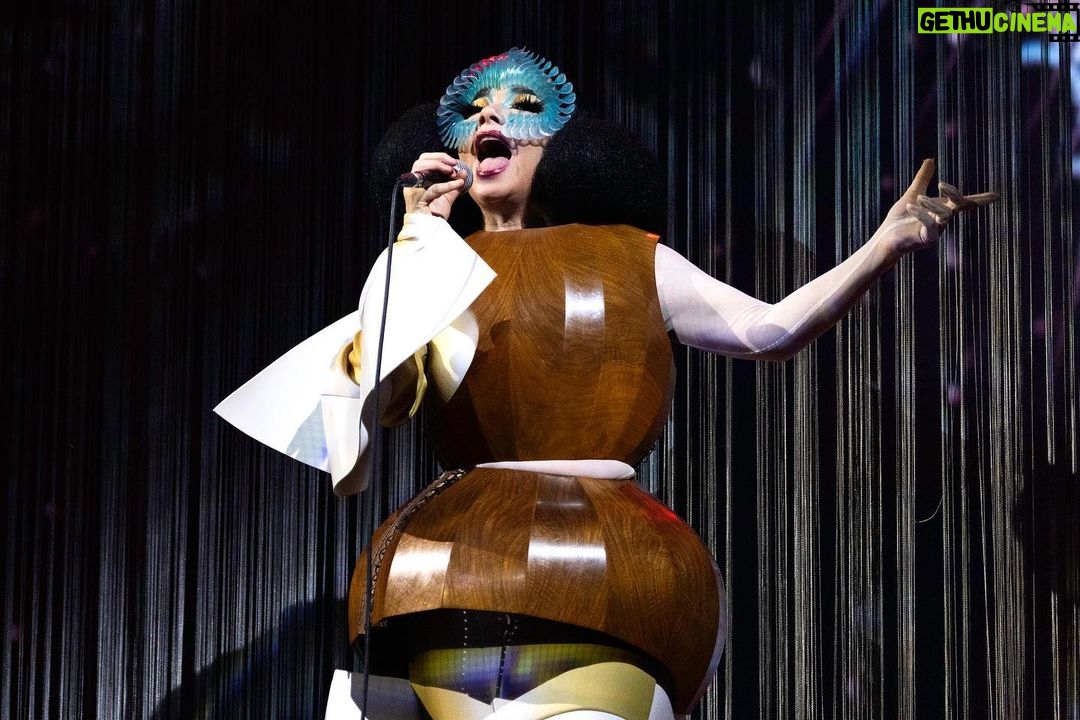 Björk Instagram - thanks for tonight Leipzig! musicians : @viibraflutes @bergurth @manudelagomusic @katiebuckleyharpist bjork wood sculpture outfit @zomer.official @xylomancia_ dress @kwkbykaykwok headpieces @james.t.merry sphæra dress @irisvanherpen musicians outfits @balmain hair @johnvialhair musicians hair @tomikono_wig makeup @isshehungry styling @eddagud photos @santiagraphy Leipzig, Germany