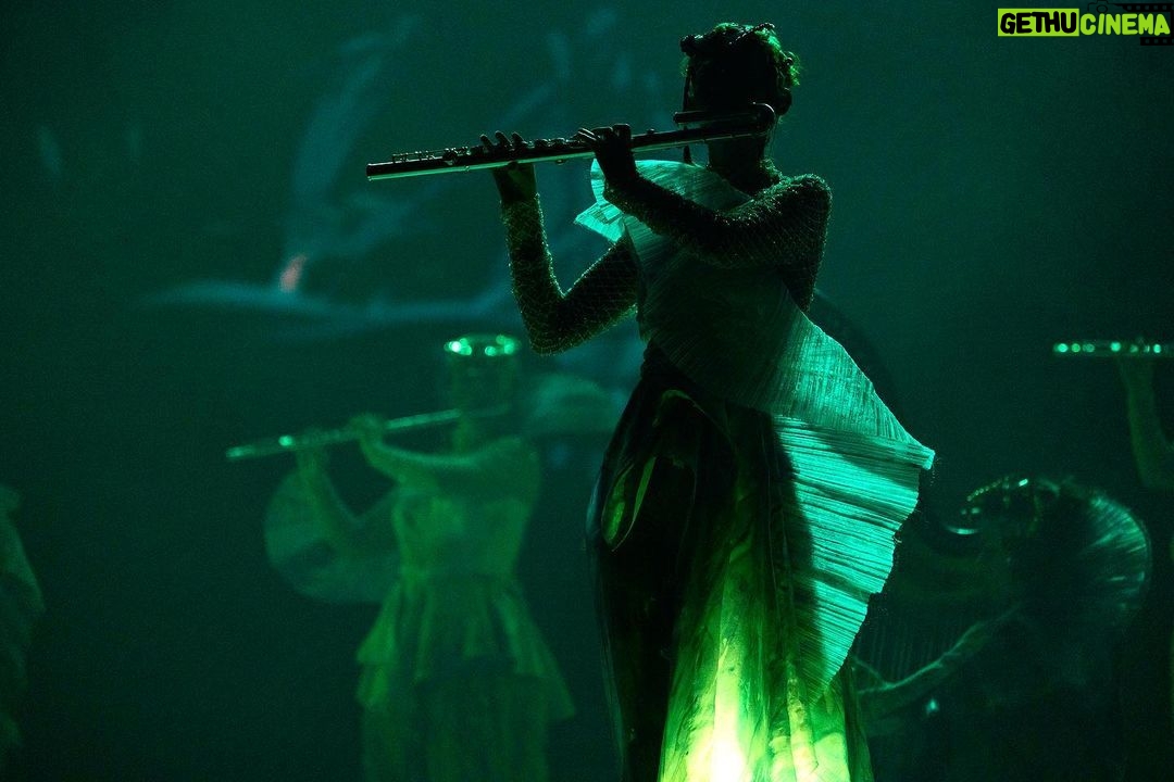 Björk Instagram - thanks for tonight Hamburg! musicians : @viibraflutes @bergurth @manudelagomusic @katiebuckleyharpist bjork outfit @noirkeininomiya headpieces @james.t.merry sphæra dress @irisvanherpen musicians outfits @balmain hair pieces @tomikono_wig makeup @isshehungry styling @eddagud photos @santiagraphy Hamburg, Germany