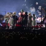 Björk Instagram - thanks for tonight vienna! It was a pleasure having one of your very own onstage tonight, manu delago. musicians : @viibraflutes @bergurth @manudelagomusic @katiebuckleyharpist bjork outfit @ndreaskronthaler @viviennewestwood headpieces @james.t.merry gloves @jan_eneskey shoes @melissaofficial x victor & rolf sphaera dress @irisvanherpen musicians outfits @balmain hair pieces @tomikono_wig makeup @isshehungry styling @eddagud photos @santiagraphy Vienna, Austria