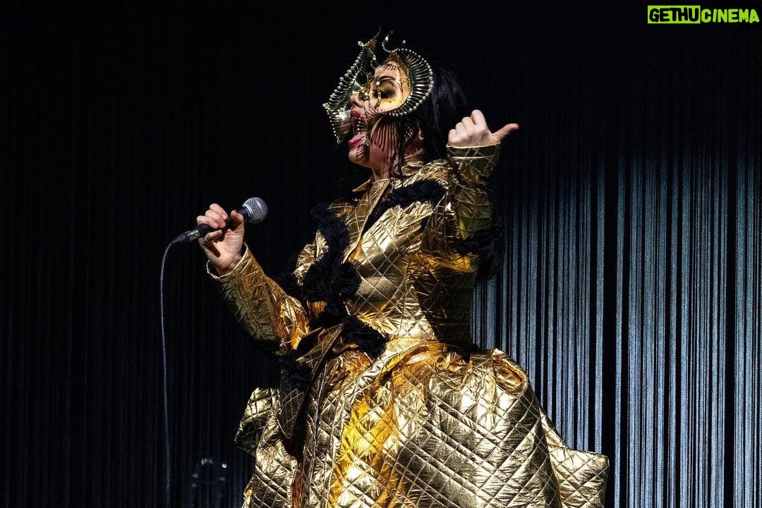 Björk Instagram - thanks for tonight prague! musicians : @viibraflutes @bergurth @manudelagomusic @katiebuckleyharpist bjork outfit @babbym headpieces @james.t.merry boots @driesvannoten sphaera dress @irisvanherpen musicians outfits @balmain hair pieces @tomikono_wig makeup @isshehungry styling @eddagud photos @santiagraphy Prague, Czech Republic
