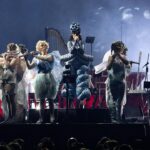 Björk Instagram - thank you milan for a magnificent evening ! musicians : @viibraflutes @bergurth @manudelagomusic @katiebuckleyharpist bjork outfit @bnnttclay.labs @bnnttclay hat @sanchez_kane headpieces @james.t.merry boots @driesvannoten encore sphaera dress @irisvanherpen musicians outfits @balmain hair pieces @tomikono_wig makeup @isshehungry styling @eddagud photos @santiagraphy
