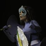Björk Instagram - thank you paris for a spectacular evening ! musicians : @viibraflutes @bergurth @manudelagomusic @katiebuckleyharpist bjork dress @jisoobaikparis anthurium flower @loewe headpieces @james.t.merry shoes @maisonmargiela encore outfit @irisvanherpen musicians outfits @balmain hair pieces @tomikono_wig makeup @isshehungry styling @eddagud photos @santiagraphy