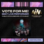 Björk Instagram - thank you @aim_uk public vote is open until 2pm , 9th of august #AIMAwards2023