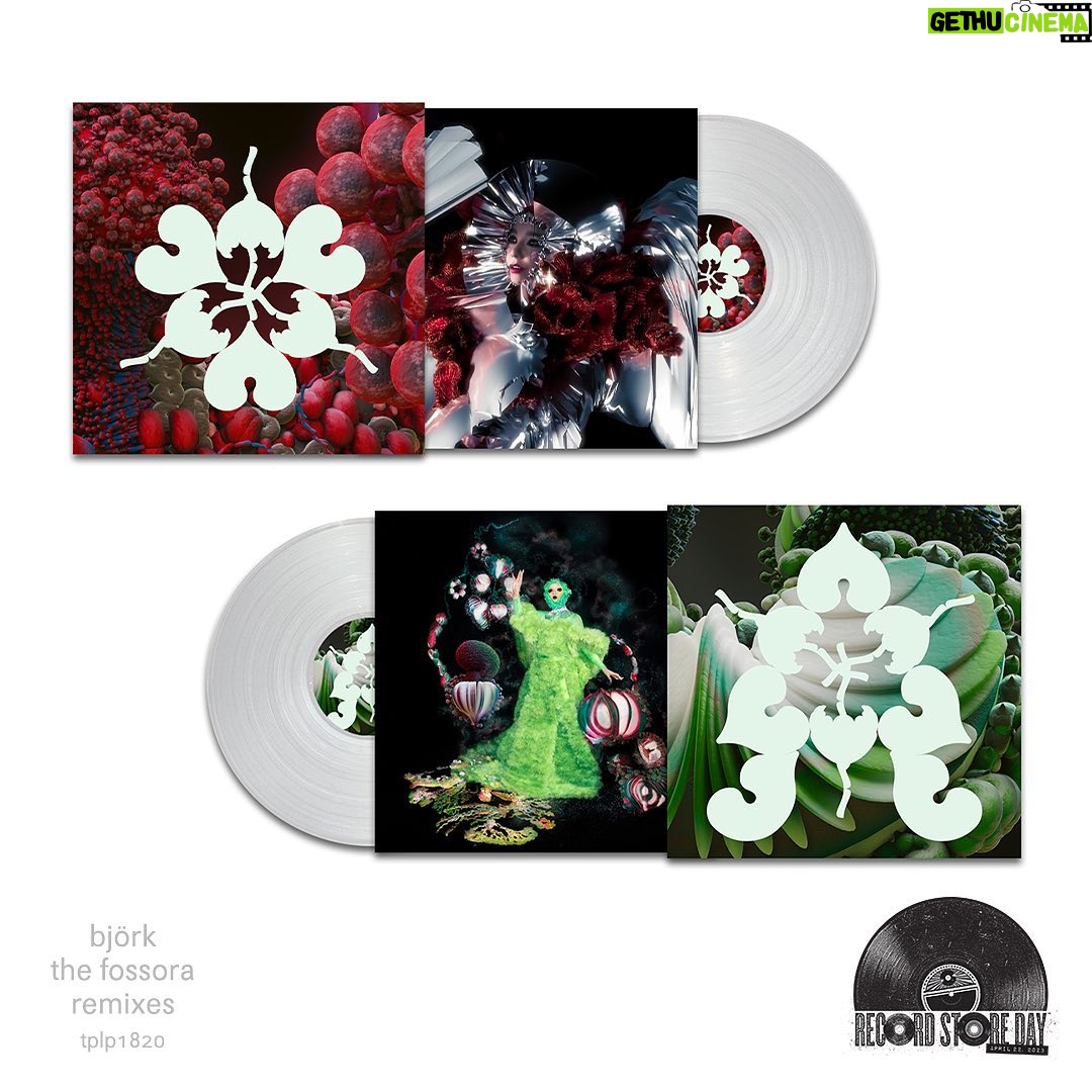 Björk Instagram - for @recordstoreday 2023 we are releasing a double a-side 12” of recent remixes by @segabodega (feat. @0800shygirl ) and @siiiiideproject . the reversible two image sleeve features @nick_knight and @vidarlogi imagery with black metallic hotfoil lettering designed by @mmparisdotcom and crystal-clear vinyl exclusively at record stores as a part of the celebration of @recordstoreday on 22 April