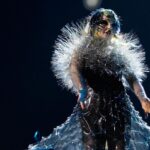 Björk Instagram - thank you @coachella for a wonderful evening !! conductor @bjarnifrimann orchestra : hollywood string ensemble björk dresses @noirkeininomiya headpiece @james.t.merry latex slip dresses @xvenusprototypex bodysuit @solangel hairpiece @tomikono_wig makeup @isshehungry bjarni frimann wearing @jonnycotastudio styling @eddagud mask design & 3D sculpt @james.t.merry mask production @secca_kanazawa 3D printing support by DMM.make mask technical direction @suganokaoru producer : reiko kunieda photos @santiagraphy