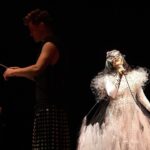 Björk Instagram - thanks for tonight kobe ! conductor @bjarnifrimann orchestra : muroya strings björk dress @noirkeininomiya headpiece @james.t.merry hair @tomikono_wig bjarni frímann top @_julius7officialstore.jp bjarni frímann skirt @black_commedesgarcons x @nike makeup @isshehungry styling @eddagud photos @santiagraphy Kobe, Japan