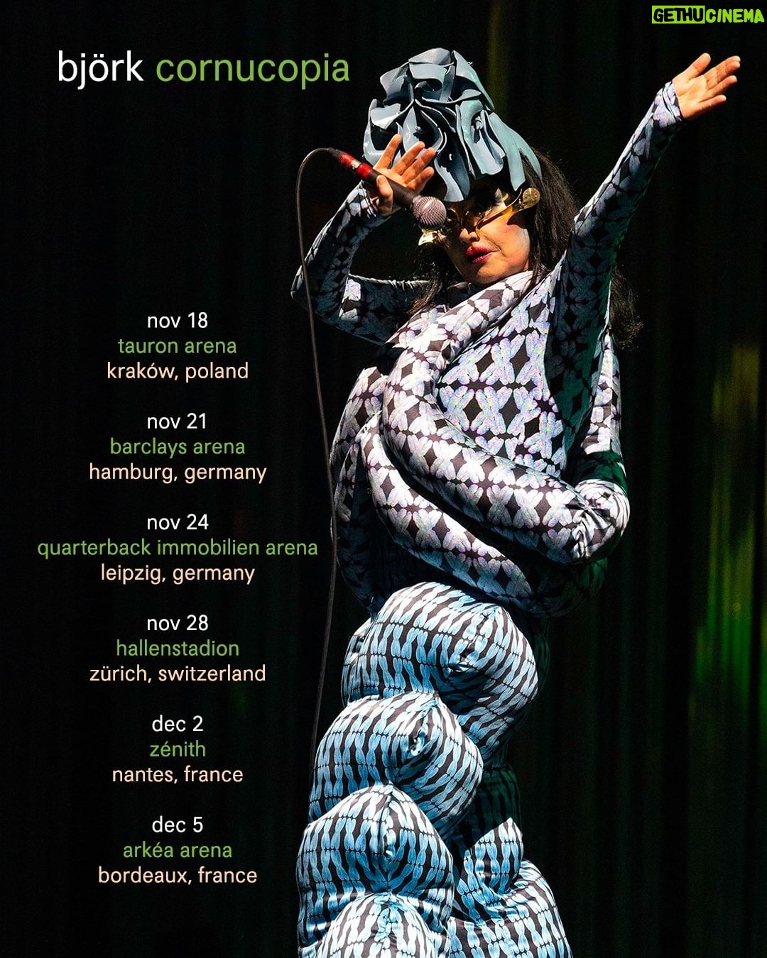 Björk Instagram - tickets for this last cornucopia tour of the year on sale now via link in bio
