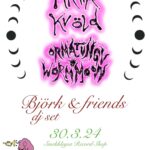 Björk Instagram - next mánakvöld dj set is on saturday march 30th at @smekkleysa_sm with ALEPH @ubi.sunt , mun sing @mun_sing and friends graphics by ísadóra bjarkardóttir @d0lgur