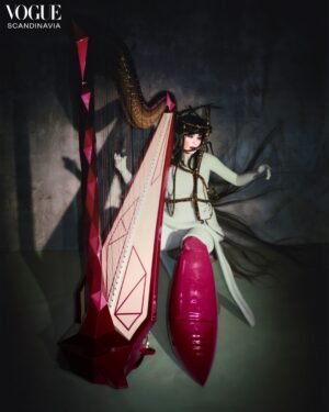 Björk Instagram - a selection of photos for vogue scandinavia @voguescandinavia 
 
photos: viðar logi @vidarlogi 
stylist: edda gudmundsdottir @eddagud 
masks: james merry @james.t.merry 
makeup: andrew gallimore @andrewgallimakeup 
hair stylist: olivier schawalder @olivierschawalder 
manicurist: cam tran @cam.t.artist 
set designer: sophear van @sophear_van 
assistant: sverrir páll sverrisson @sverrirps 
executive production: directors lab @directors_lab 
local production: lotti projects @lottiprojects 

portal dress: KWK by KAYKWOK @kwkbykaykwok 
bodysuit: thora stefansdottir @thorastefansdtr 

full outfit & quill: robert wun @robertwun 
ophrys ring: james merry @james.t.merry 

hand embroidered dragonfly in petri dish: rahul mishra @rahulmishra_7 
black dress: henrik vibskov @henrikvibskov 
"fascia" mask: james merry @james.t.merry 
lace bodysuit: sinèad gorey @sineadgoreylondon 
shoes by jean paul gaultier haute couture by simone rocha @jeanpaulgaultier @simonerocha_ 

sequin embrodiere sculptural top, knit flight suit and latex straytukay boots: rick owens @rickowensonline 
bodysuit: CRITTER @c_ritter_ 
"ophrys" handmade ring: james merry @james.t.merry 
harp: camac harps @camacharps 

mushroom degrade fil coupe haute couture dress & accessories: del core @delcoreofficial