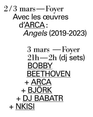 Björk Instagram - i am so thrilled for my sister arca @arca1000000 to have her first painting exhibition 2-3rd of march in paris .. @boursedecommerce 
 zero surprise for me since her talent for all things visual has always been extreme ... 
she will also have a magnetic piano performance and then i am incredibly honoured that she asked me to celebrate with her and dj with on march 3rd ... 
i share here dodgy snapshots of some of our previous dj-acquaintances and thank her for supporting our bad taste record shop @smekkleysa_sm last month

“ IT WAS SO MUCH FUN !! you continue to be an elemental vibrant part in my life ! thank you , 
björk “