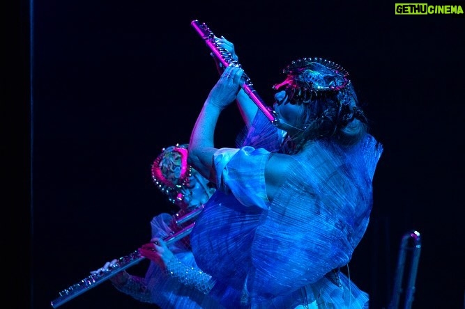 Björk Instagram - thanks for tonight bordeaux! musicians : @viibraflutes @bergurth @manudelagomusic @katiebuckleyharpist bjork outfit @kwkbykaykwok boots @driesvannoten headpieces @james.t.merry musicians outfits @balmain hair @johnvialhair musicians hair @tomikono_wig makeup @isshehungry styling @eddagud photos @santiagraphy Bordeaux, France