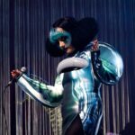 Björk Instagram - thanks for tonight bordeaux! musicians : @viibraflutes @bergurth @manudelagomusic @katiebuckleyharpist bjork outfit @kwkbykaykwok boots @driesvannoten headpieces @james.t.merry musicians outfits @balmain hair @johnvialhair musicians hair @tomikono_wig makeup @isshehungry styling @eddagud photos @santiagraphy Bordeaux, France