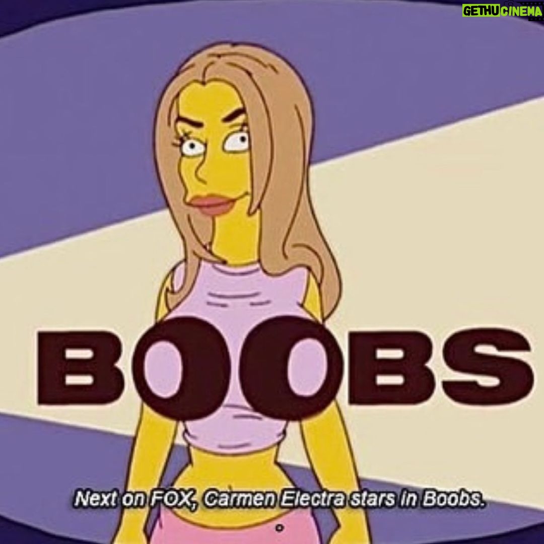 Carmen Electra Instagram - would you tune into boobs? 😂❣️ #thesimpsons #simpsons #cartoon #comedy #carmenelectra #homer #homersimpson 'The Simpsons'