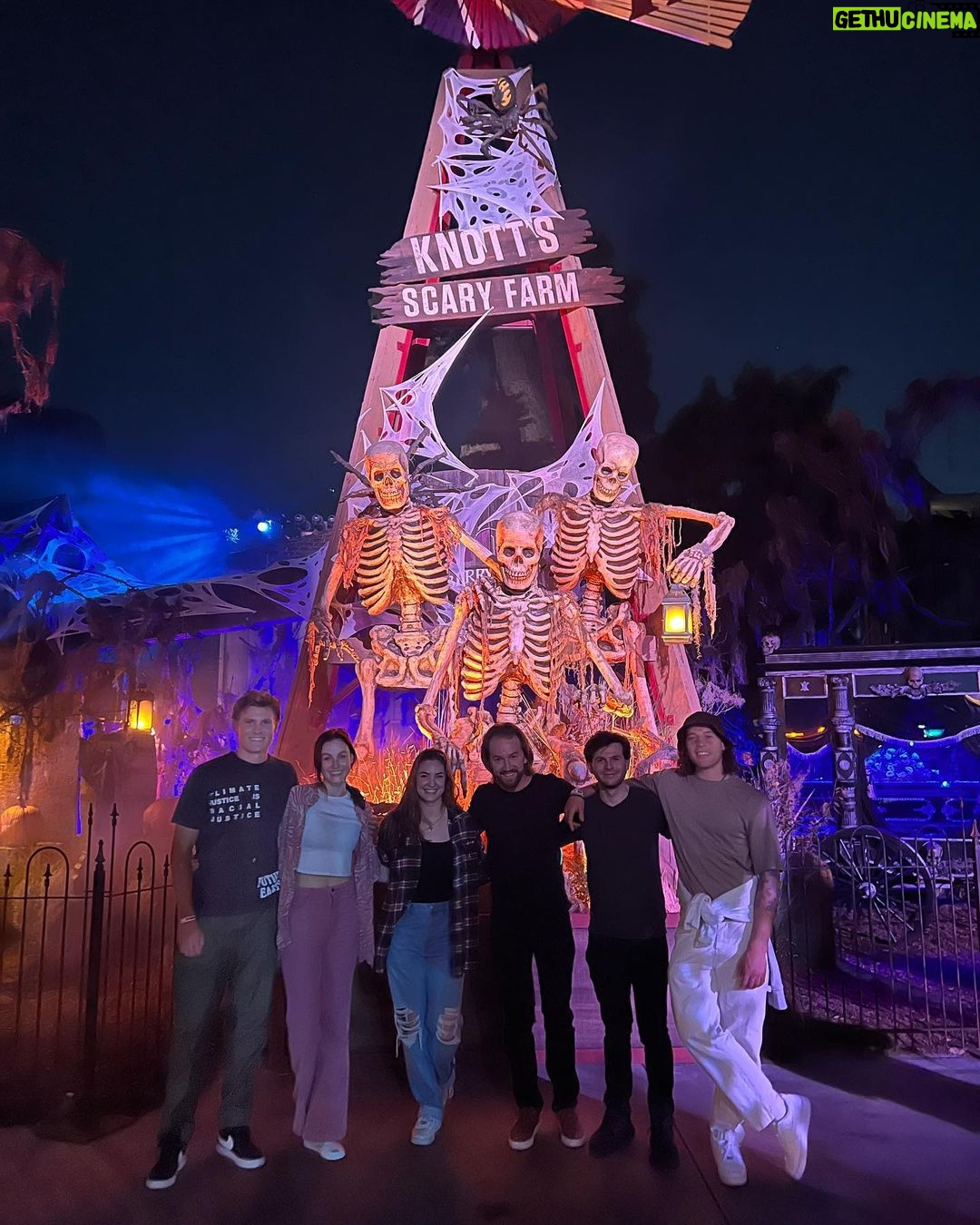 Chandler Riggs Instagram - early halloween with the gang at @knottsscaryfarm best part was watching xavier pay $18 to get a 100 on the sledgehammer thing just for the woman to tell us he has to get to 150 for a prize Knott's Berry Farm