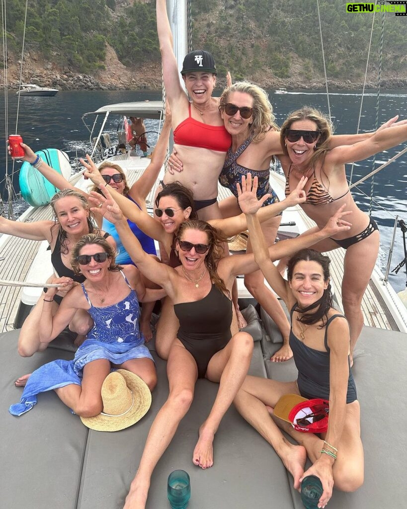 Chelsea Handler Instagram - A week of debauchery with this crew and combining my Brentwood crew with my whistler crew so there was a LOT of white girl dancing among other activities that shall remain unmentioned. So grateful to get to share mallorca with so many friends and with so much adventure and laughter and so much ducking exercise. And so much sangria. Scroll to slide 10 to see @katefeeners panties she left at my house. Mallorca