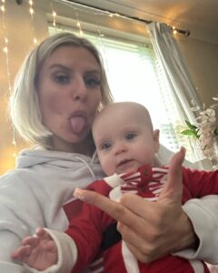 Chloe Burrows Instagram - Christmas hangovers made so much better with this little squidger!!!!!!!!! Happy Xmas everyone love from me xxxx