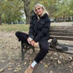 Chloe Burrows Instagram – Long or short?? (coat not hair I’m already planning to chop it off again!!!!) 
@jdwomen @pinksodasport Ad Victoria Park, London