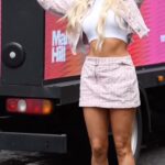 Chloe Burrows Instagram - The new @markhillhair Jumbo Textured Waver looks SO NAUGHTY!!!! So we took to the streets to remind people that it’s a curling wand, and nothing more! #markhill #picknmix #curlingwand AD