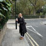 Chloe Burrows Instagram – Long or short?? (coat not hair I’m already planning to chop it off again!!!!) 
@jdwomen @pinksodasport Ad Victoria Park, London