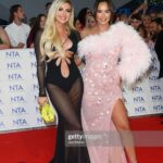 Chloe Burrows Instagram - The funnest night at the NTA’s with @pixibeauty 💖 Styled by @violettafanciesyou assisted by @em.youn Hair by @hadleyyatessalon Make up by @selinabassi Best glam team evaaaaaaa 💅 @laraheems_jewellery for the jewelz @belisshofficial bag @giuseppezanotti shoes @theattico dress ❤️ The O2
