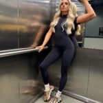 Chloe Burrows Instagram – What else would I be doing in a lift x 
@stevemaddenuk AD
Use CHLOE20 for discount x