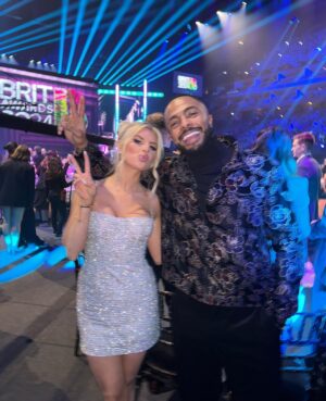 Chloe Burrows Instagram - I don’t think I’ll ever get over last night 😭 thank you so so so much to @kissfmuk for having me host their red carpet at the FUKIN @brits !!! WHAAAAAATTTTTTTT!!!!!!!!!!! 
If you told me even a month ago I wouldn’t have believed you!!! The most surreal evening ever with the best people meeting absolute fukin icons 🥹💖 
I love you lot for keeping up with me and staying tuned for all the chaos this little life keeps giving!!! 
Let’s keep having fun forever xxxxx 

Glam - @harriotsglam 
Hair slay @hairbychrislong 
Styling @raywooldridge :
Dress @hana_official1 

Jewellery @katherinejamesjewellery 
@carrie_elizabeth_jewellery 

Bag @lalingilondon 

After party dress @danahareldesign