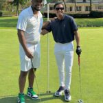 Chris Tucker Instagram - Hanging out with my friend and Tony Awards’ winner, Myles Frost, from the Michael Jackson Broadway play at my Foundation Golf Tournament today.