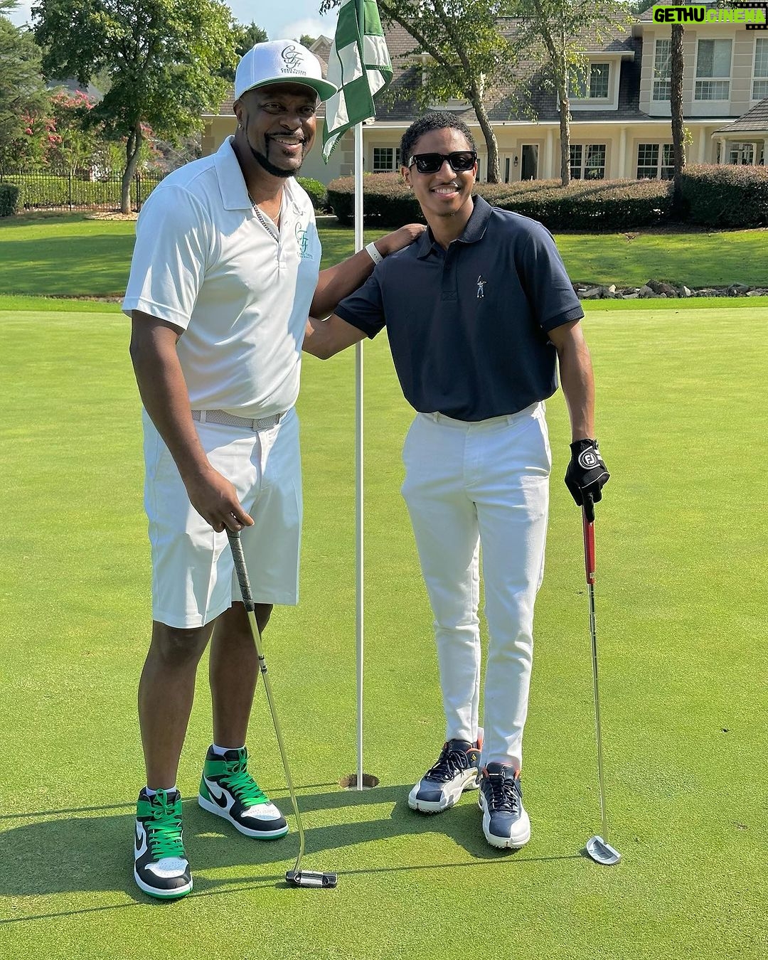 Chris Tucker Instagram - Hanging out with my friend and Tony Awards’ winner, Myles Frost, from the Michael Jackson Broadway play at my Foundation Golf Tournament today.
