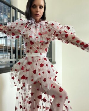 Christina Ricci Instagram - In @rodarte ♥️🤍♥️🤍

@kateandlauramulleavy ❤️‍🔥