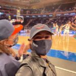 Christy Turlington Instagram - Highlights from date night with my girl 🧡💙🧡💙 #newyorkornowhere #newyorkknicks