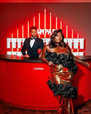 Danielle Brooks Instagram - So excited to head to the Sag Awards tomorrow and toast it up with a @campariusa cocktail in hand with my fellow nominee’s. #CampariSagAwards #CampariPartner #ad21+ 

Photographer @lexgallegos 
Hair @infamousmstish 
Makeup @rebekahaladdin 
Dress @gretaconstantine 
Styling @jlynnstyle18 
Seamstress @marcalittlejohn