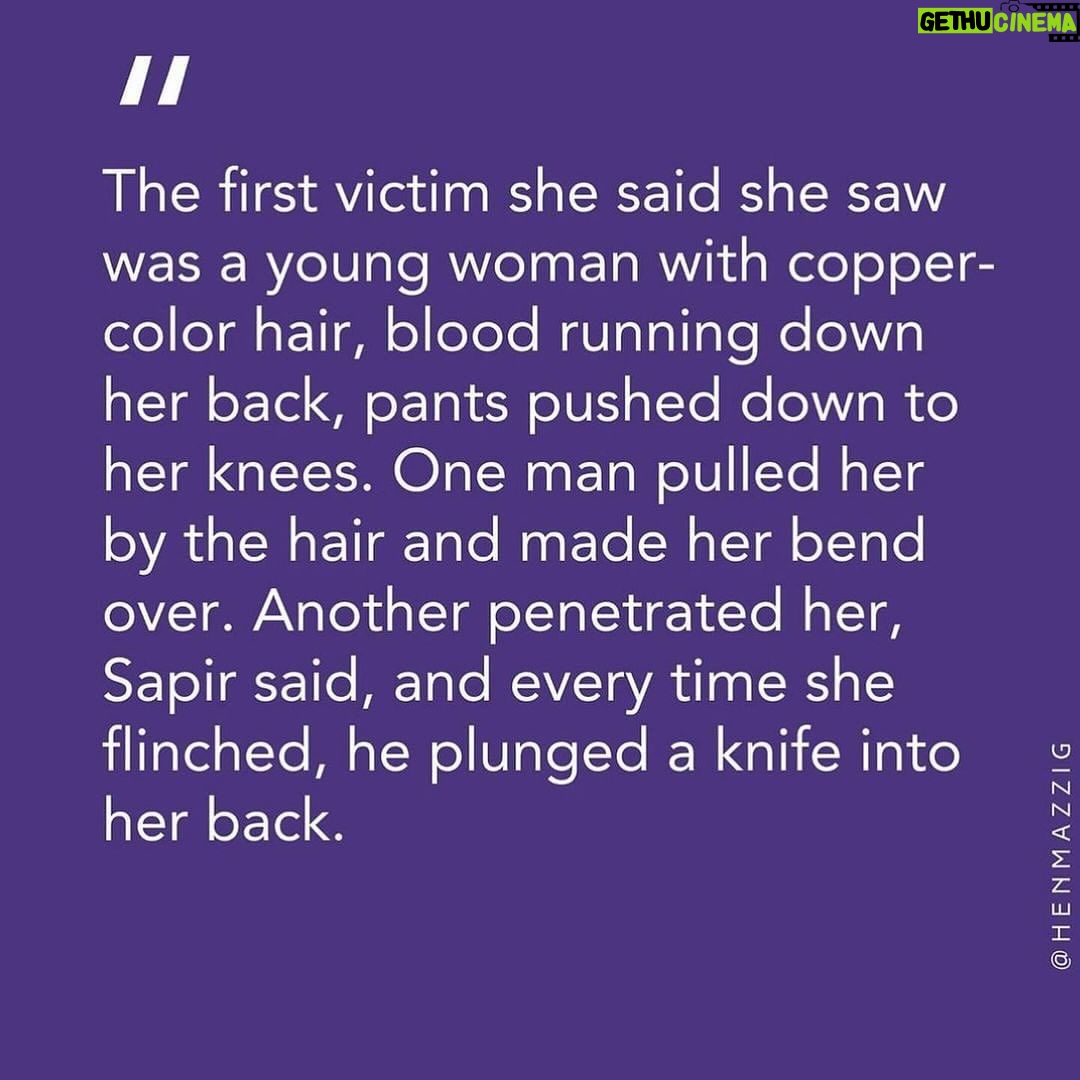 Debra Messing Instagram - Repost from @jessseinfeld • Torture, rape, and barbaric brutality. Jeffrey Gettleman has covered it for years in Africa for the New York Times. He, along with @anatschwartz and Adam Sella have written the definitive, though utterly sickening piece, on the torture, mutilation, and mass rape of women on October 7th. This act of terrorism should’ve been condemned by the world but we know that is not what happened. Thank you @henmazzig for making this wretched and traumatizing story postable. I hope the writers are able to soothe their souls somehow after getting so close to the most extreme violence. I am so angry and I cannot wait to block anyone who denies, or whatabout’s the victims in this story. Enough is enough. Read with caution. #october7 #sexualviolence Israel