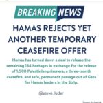 Debra Messing Instagram - 1500 prisoners convicted of stabbing/attempted murder. Actual terrorists. For 134 innocent citizens buried alive underground being tortured and raped. (The Medicine negotiated to be delivered to the injured and sick hostages was found with the Hamas leaders’ things.) Disproportionate Response, no? FREE PASSAGE out of Gaza for all the Hamas leaders. They said No. Not the actions of people who care about the suffering of the Palestinian people. It’s heartbreaking. Reminder: Hamas has broken every single ceasefire. #ceasefirenow #terrorists #hostages #freegazafromhamas #freethehostages Gaza,Palestine