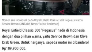 Dian Ayu Instagram - Bismillahirrohmanirrohim 🇵🇸
.
.
InsyaAllah saya dan @dianayulestari akan melelang motor simpanan kami, ROYAL ENFIELD CLASSIC 500 “PEGASUS” LIMITED EDITION hanya ada 40 unit di Indonesia dan 1000 unit di seluruh dunia produksi tahun 2018 dengan kilometer rendah 100++ dan seluruh hasil penjualannya nanti 100% akan disumbangkan untuk saudara-saudari kita di Palestina..
.
.
LELANG dibuka di kolom komentar dari harga beli kami dulu Rp. 109.900.000 dan penawaran berlaku dalam kelipatan 5 juta, dimulai per hari kami posting dan ditutup pada hari Selasa 7 November 2023 pukul 20.00 WIB..
.
.
Jika penawar tertinggi tidak bisa dihubungi maka pemenang lelang akan diberikan kepada penawar tertinggi kedua dan begitu seterusnya..
.
.
Semoga Allah selalu menjaga dan meluruskan niat kita, semoga pertikaian di Palestina segera reda, semoga motor ini kelak bermanfaat dunia akhirat bagi pemiliknya..
.
.
Selalu selipkan doa untuk saudara-saudara kita khususnya untuk di Palestina, “From the river to the sea, Palestine will be free!”