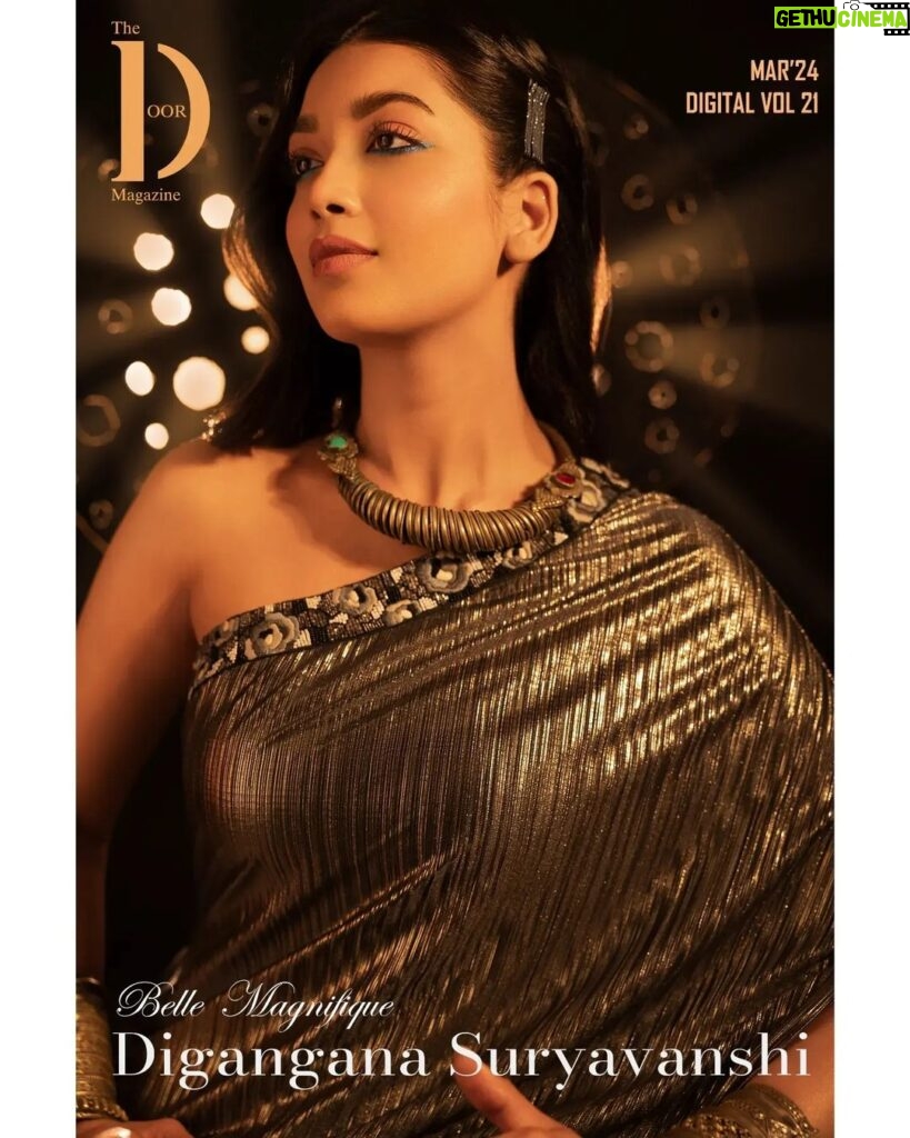 Digangana Suryavanshi Instagram - Delighted to feature the captivating @diganganasuryavanshi on the cover of our March edition of Door Magazine. It's a rare encounter to witness someone embrace their work with such childlike exuberance and unwavering passion. During our photoshoot, she shared her journey, having arrived straight from Somnath, Gujarat,where she traveled with her parents to pay homage at a temple on the occasion of Mahashivratri, reflecting her deep-rooted spiritual connection and enriching her multifaceted persona. Interestingly, even though she had barely caught a wink of sleep, what truly impressed us was this refreshing energy she brought to the shoot. "I was happier on the sets than school. I'd go to school because it was important but I'd feel more content on sets" says Digangana, who's lovingly called Princess by her fans. Join us as she graces our cover, emanating regal elegance and queenly allure! Featured @diganganasuryavanshi Photographer & Creative Director @dhruv_vohraphotography Fashion Director - @jennet_david_william Makeup artist @makeup_by_nainaa Hair stylist @amehra16 Stylist @yyashvilakhani Assistant Stylist @princyypatell_ Assistant photographer @b.runphotography Post production - @radicalworld99 Artist management - @greenlight__media @anjalivuduta Outfit @virinareddylabel Jewellery @riwaiyat_official #thedoormagazine #diganganasuryavanshi #digitalart #fashion #magazine #mumbai Black Frames Studios