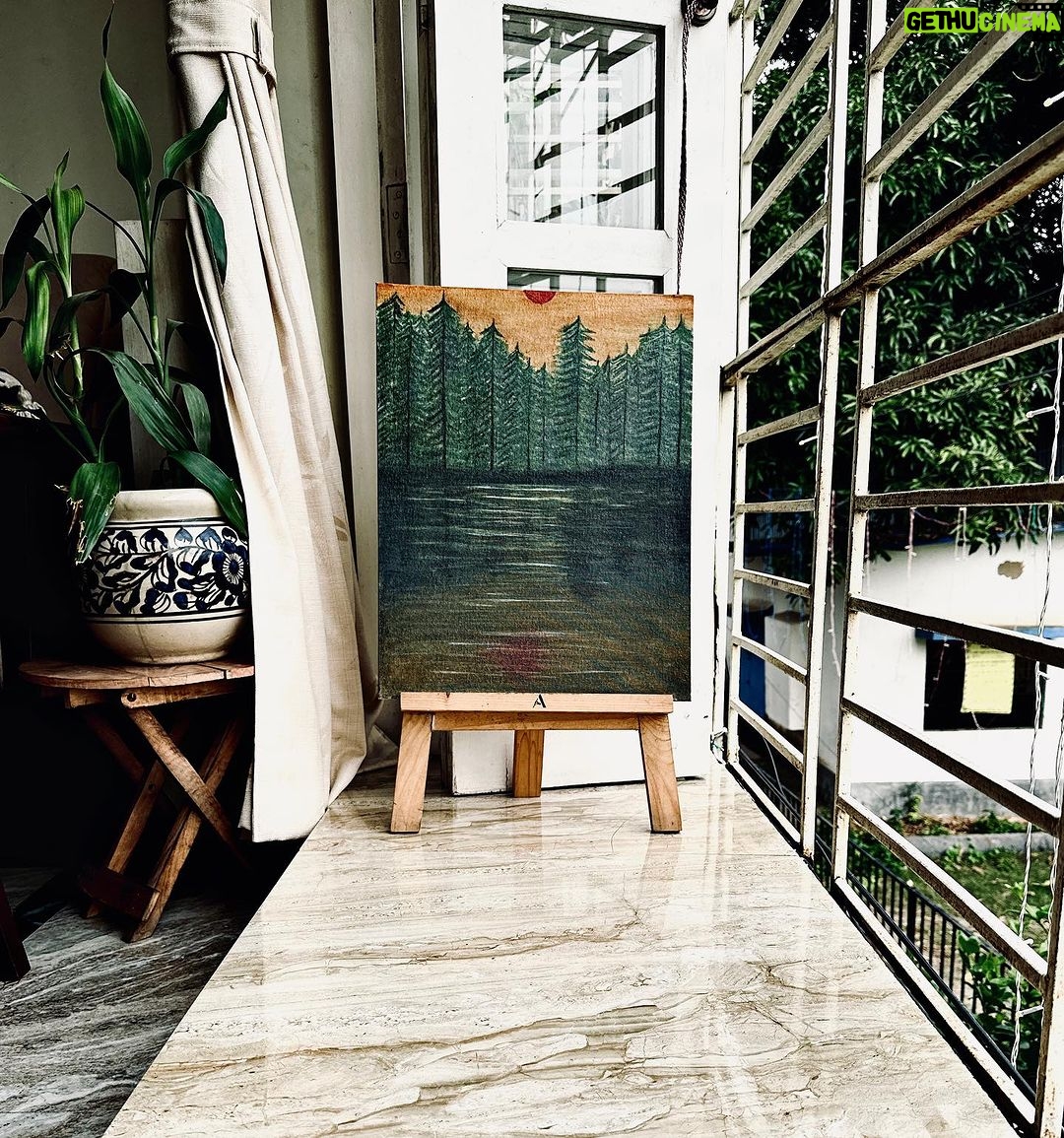Ditipriya Roy Instagram - I bleed with colours on canvas……. . . . . . . . . . . . . . #painting #colours #acrylic #dark #dusk #shades #forest #painter #mood #friday #fridayvibes #hobby #insearchofpeace #positivevibes #instadaily #instalike