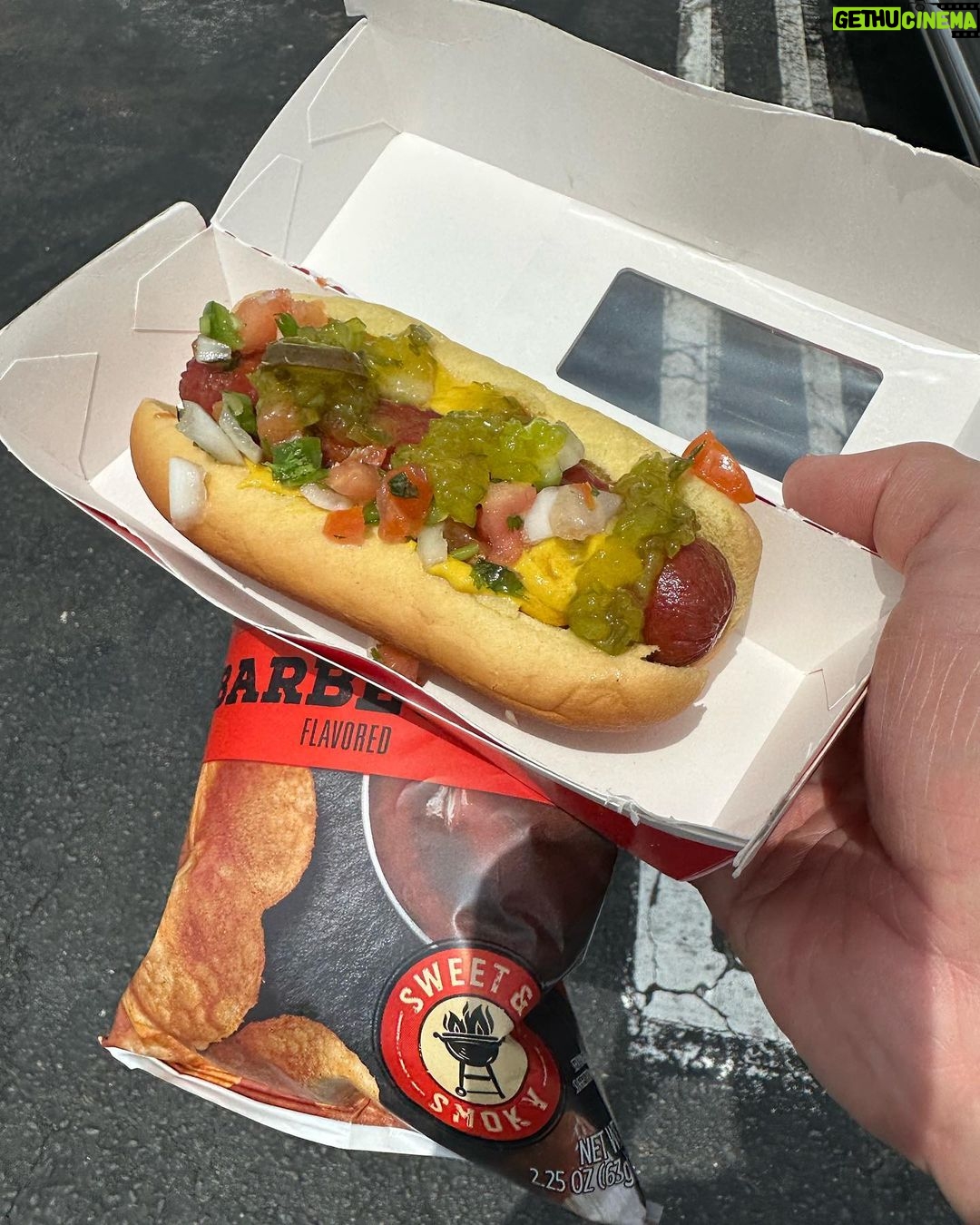 Drew Brees Instagram - Nothing like a good gas station hot dog every now and then… did my best to go Chicago style with what they had before the flag football championships today!