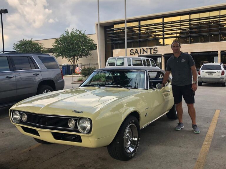 Drew Brees Instagram - Throwback pic from 2019…loved that ‘67 Camaro. Drove it all off-season! Who loves the classics?! What’s your favorite?