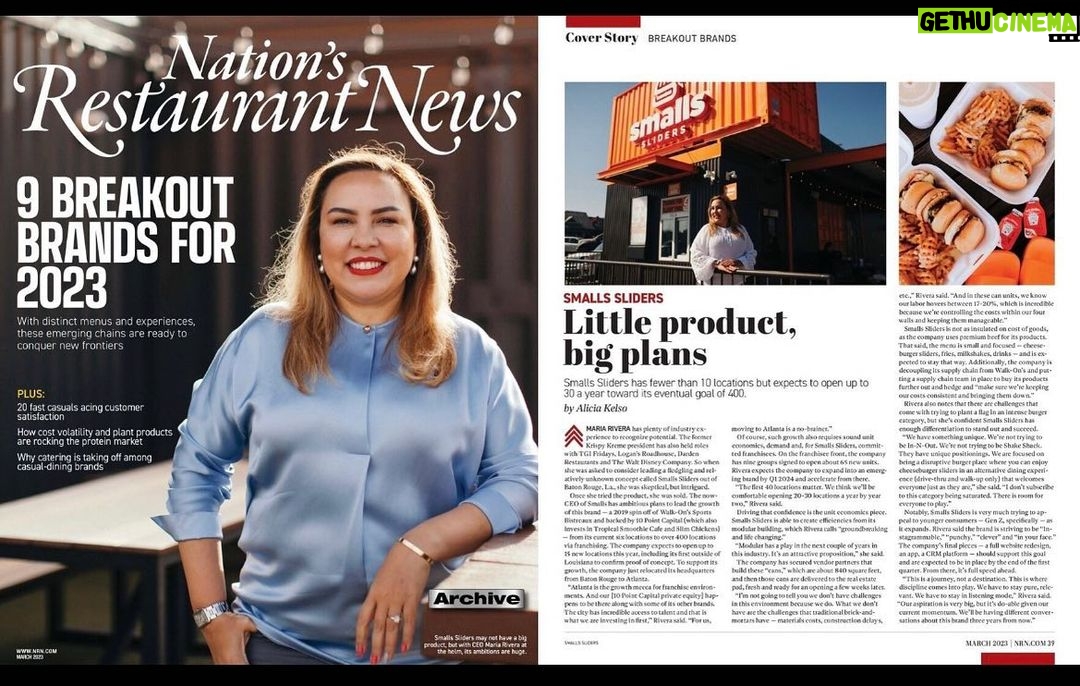 Drew Brees Instagram - Congrats to Smalls Sliders CEO Maria Rivera and our entire team for this great recognition! @smalls_sliders Read article here https://bit.ly/40enbsP