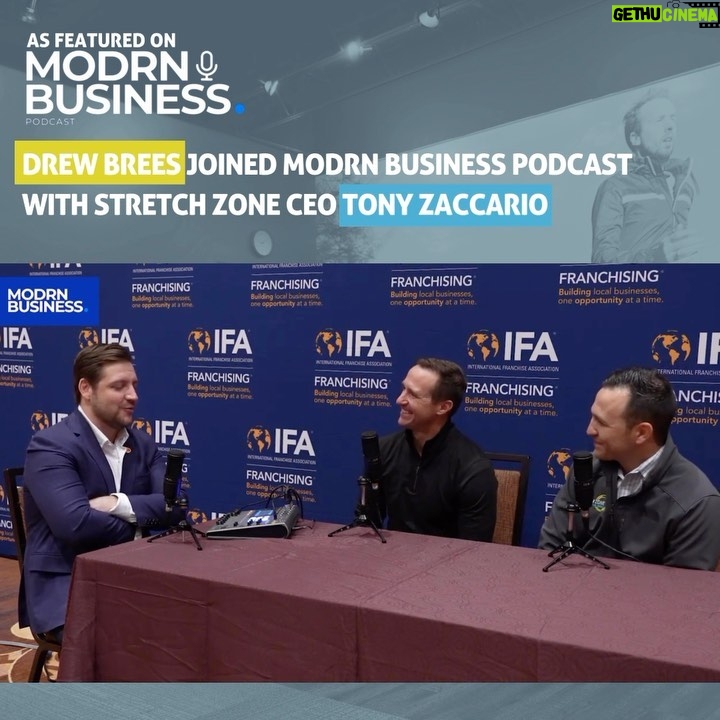 Drew Brees Instagram - Hey @garyvee! While you’re looking for Ryan’s wine, why not ship a case over to Drew and Tony at the Stretch Zone offices too? We’ll give you a free stretch. Let us know. We’re here to coordinate schedules. Looking forward to it. 🍷 Catch the full episode of multi-unit franchisee and NFL icon @drewbrees and our President and CEO @tonyzaccario on the Modrn Business Podcast hosted by @ryanthomashicks — a podcast dedicated to exploring lessons from leaders in franchising and franchise tech here.