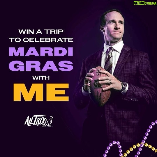 Drew Brees Instagram - Have you entered to win yet? You could join me at the 75th Washington Mardi Gras! Every donation will support the Brees Dream Foundation, so hurry and enter now at alltroo.com/brees (http://alltroo.com/brees) or with the link in my bio. #alltroo @alltroo